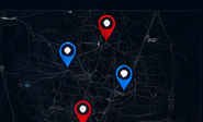 Map showing four Engen247 locations