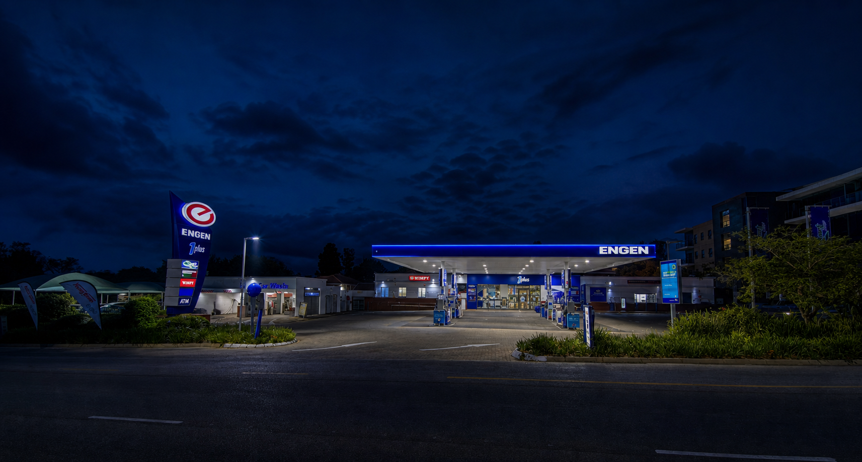 Engen Willowcrest station at night